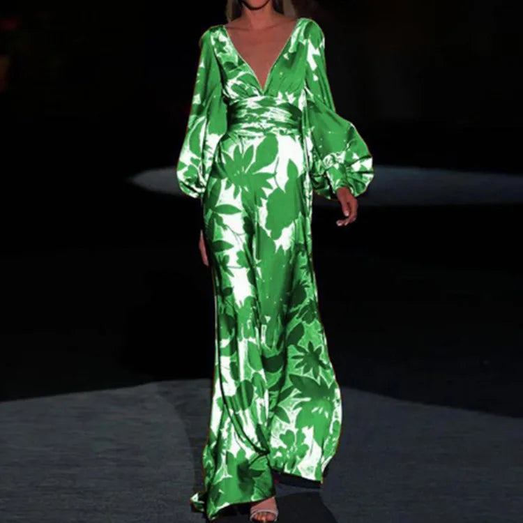 Product Image for Modisches Kleid mit V-Ausschnitt, Grün / XL