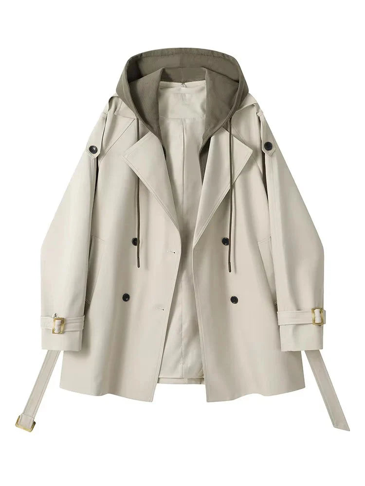 Product Image for Heidi-Mode | Lautaro Frühjahr Herbst Fließend Lässig Trenchcoat für Frauen Gürtel Doppelreiher Locker Luxus Designer Fake 2 Stück Kleidung, Aprikose /