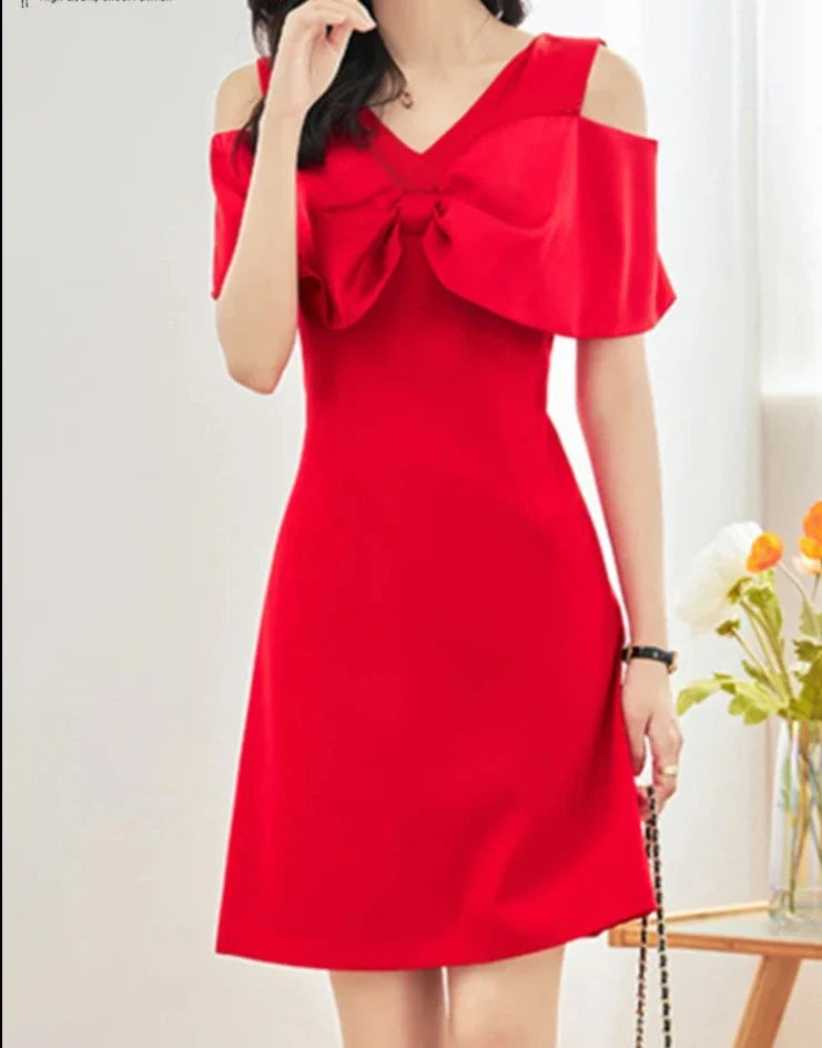 Product Image for Zomerjurk met Bogen, Rood / 5XL