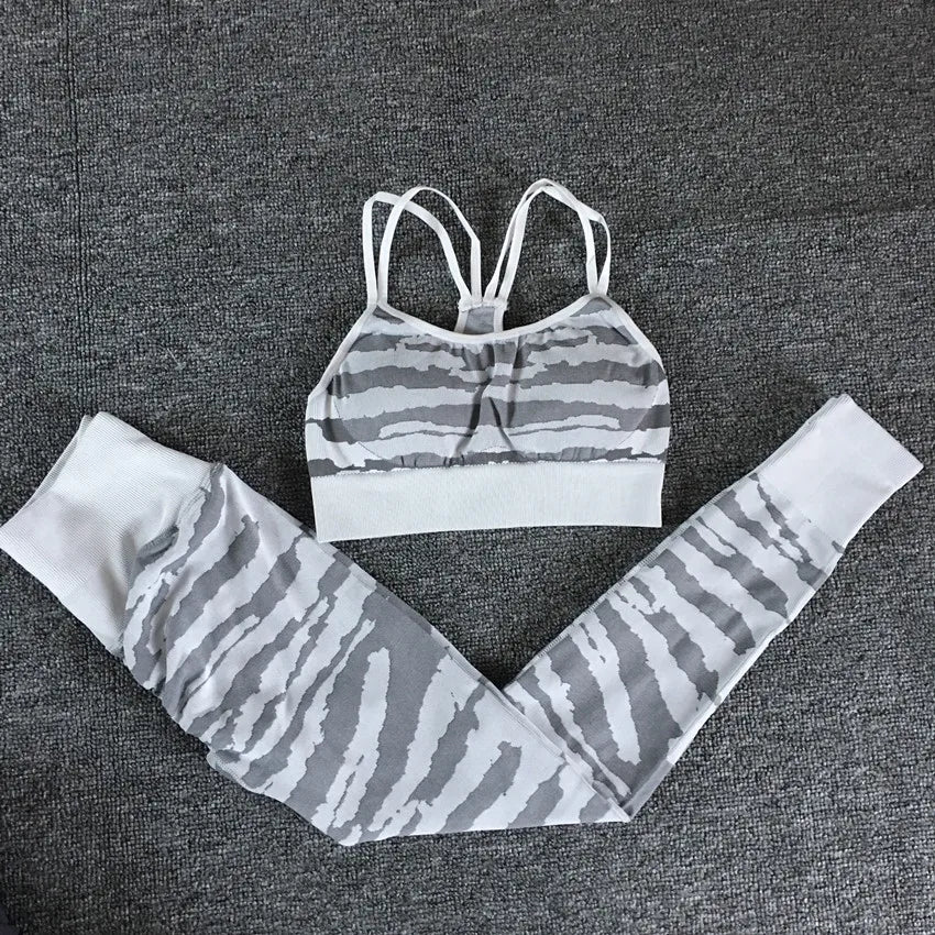 Product Image for Heidi-Mode | Pad Nahtlos Ensemble Frauen Sport Bh Yoga Set Training Gym Legging Lauf Hohe Taille Scrunch Hosen Fitness Aktive Outfits, weißer Anzug / 