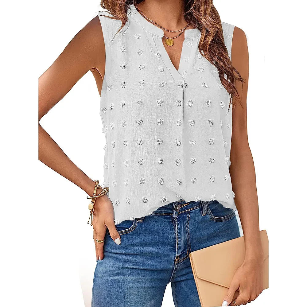 Product Image for Heidi-Mode | Damen Tops Sommer Tank Top für Frauen Ohne Ärmel Blusen Frühling Korsett V-Ausschnitt Schöne Legere T-Shirts, WEISS / L