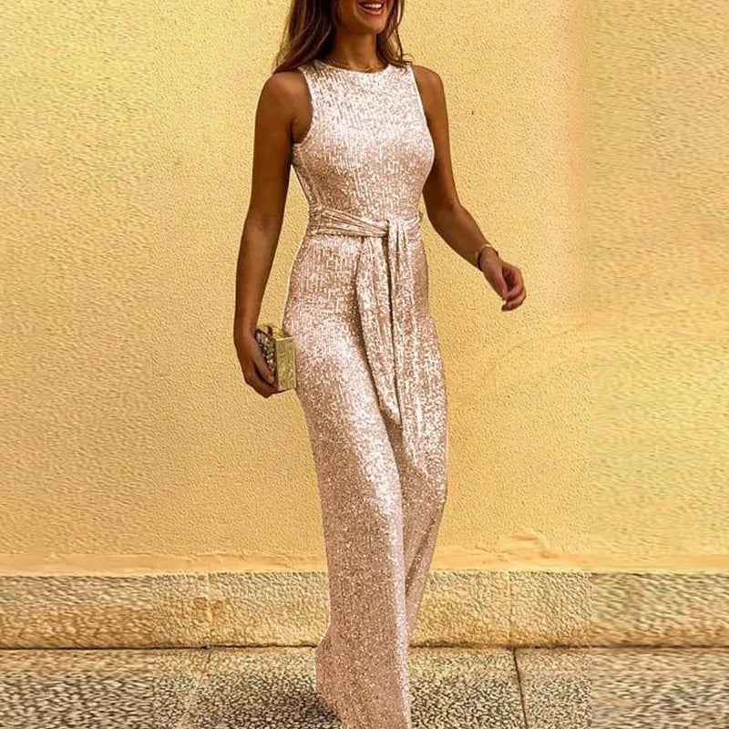Product Image for Elegnat Pailletten Jumpsuit, Champagner / 2XL
