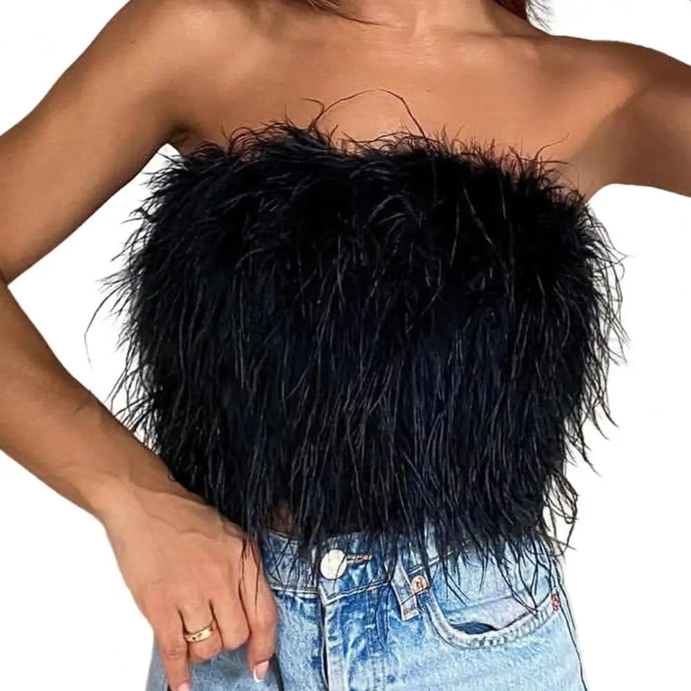 Product Image for Heidi-Mode | Party Crop Top Verdeckter Reißverschluss Leichtgewichtig Bauchnabel Ausgestellt Ohne Ärmel Off Shoulder Damen Camisole Frauen Tube Top 