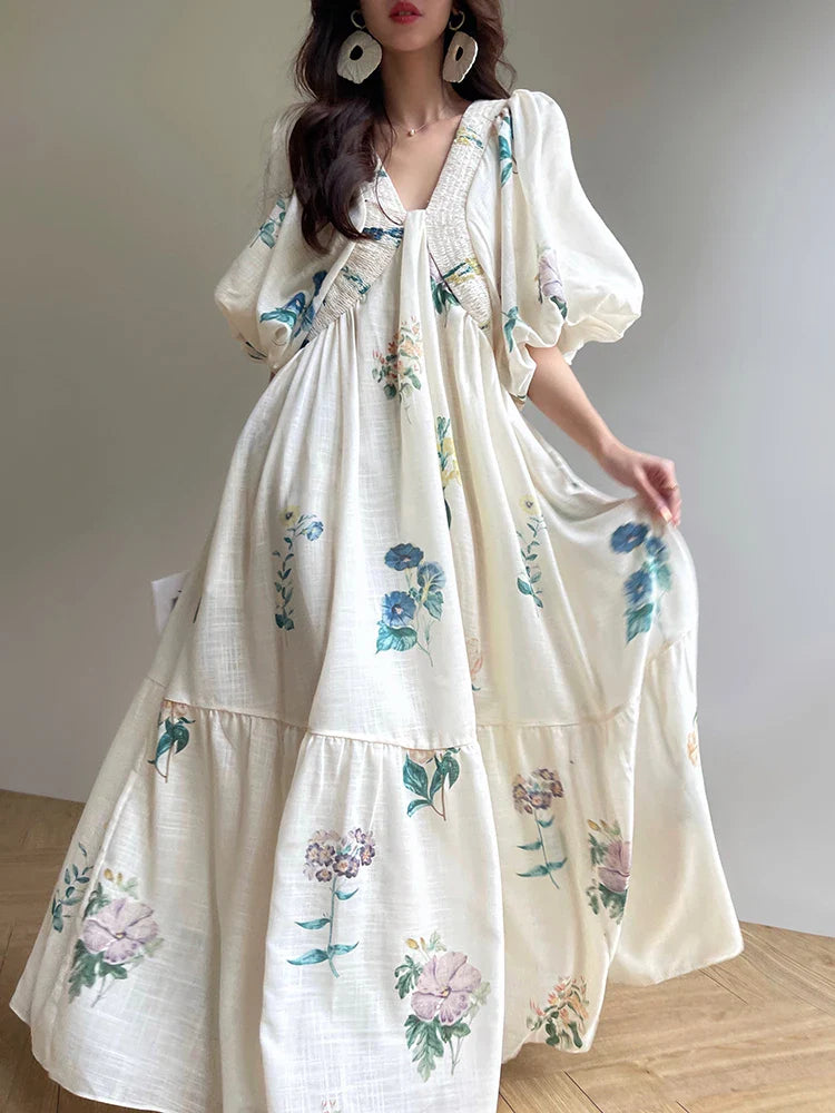 Product Image for Bloemenprint Midi-Jurk, Wit / M