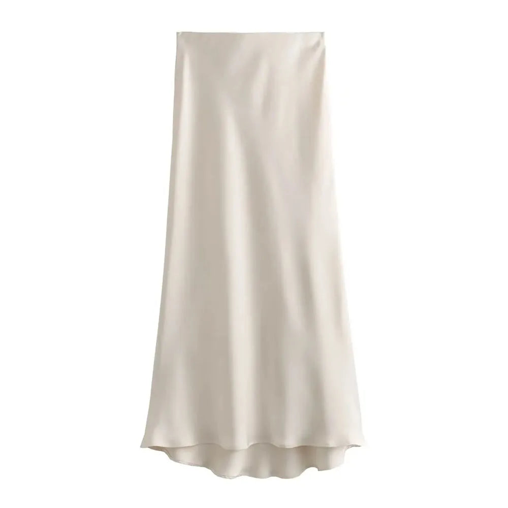 Product Image for Heidi-Mode | Frauenmode Röcke Neu Solid Satin Seide Textur Enger Rock Damen Strandstil Chic und Elegant Damen Meerjungfrau Rock, beige / XS