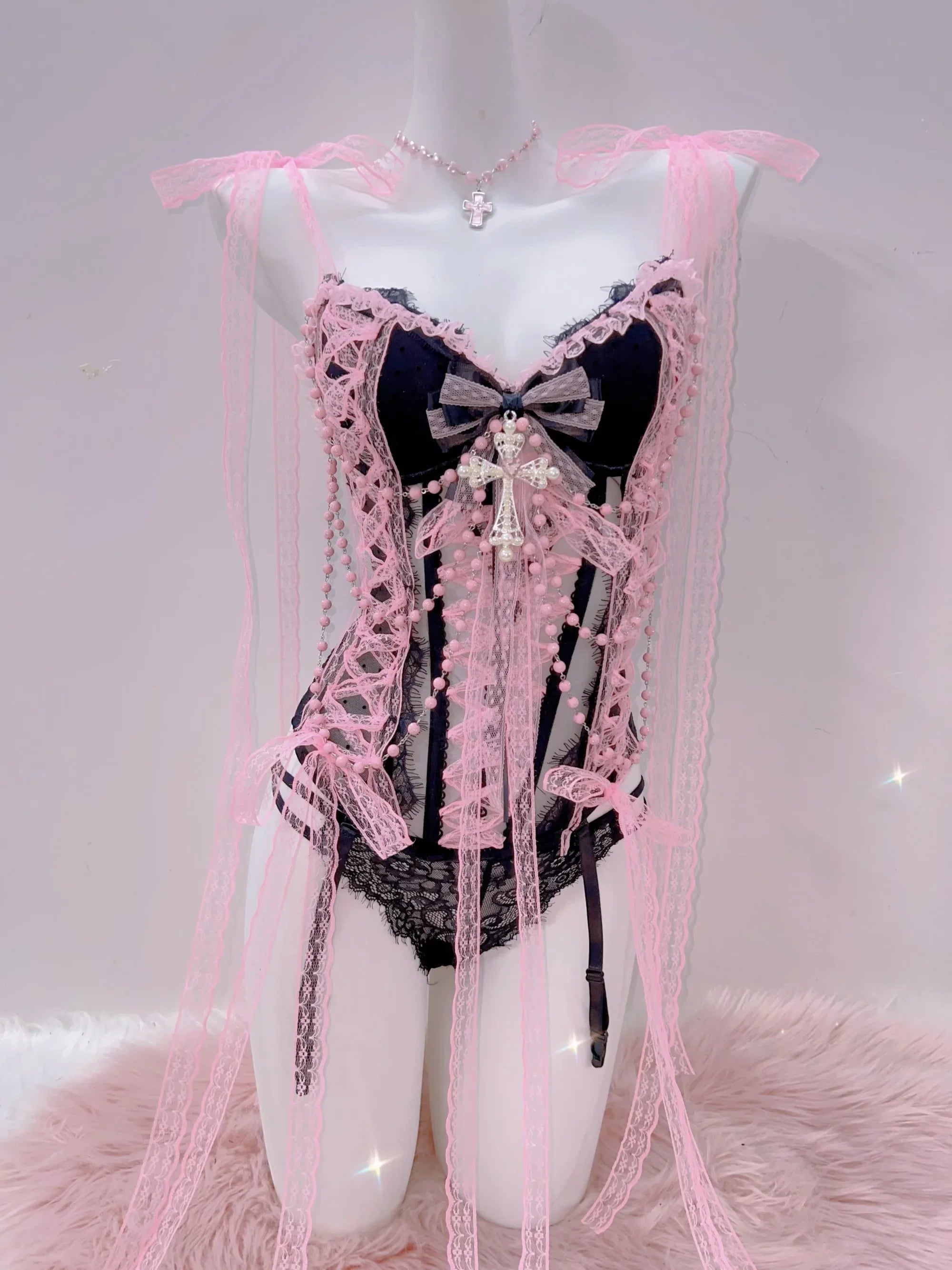 Product Image for Heidi-Mode | Cross Tank Zum Spitzen Lace Tank Zum Spitzen Pink Crop Zum Spitzen Gothic Tank Zum Spitzen Y2K Zum Spitzen Y2K Mode Lolita Tank Zum 
