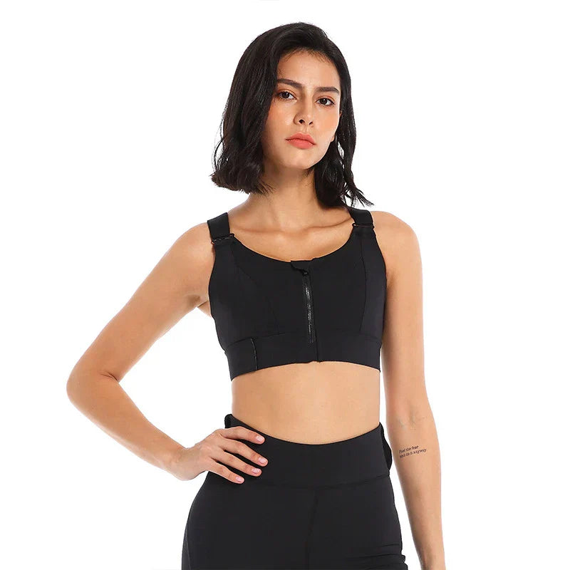 Product Image for Heidi-Mode | Damen Sport Bh Yoga Weste Frontreißverschluss Übergröße Verstellbare Träger Schockproof Gym Fitness Athletischer Bh, S2WX schwarz / M