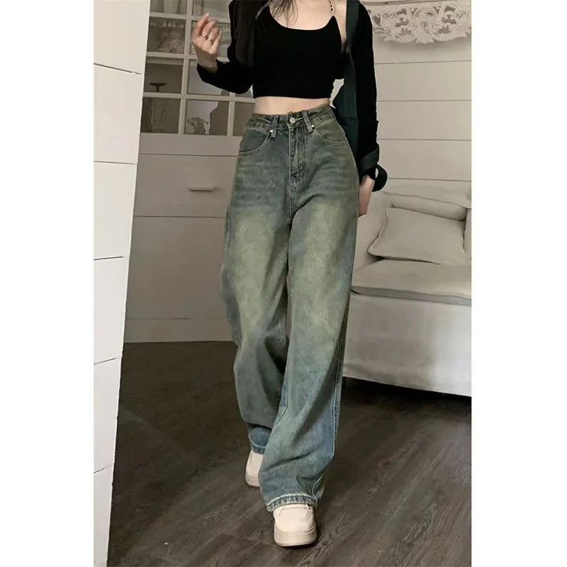 Product Image for Heidi-Mode | Lässige, Weite Weinlese High Waist Jeans mit Weiten Beinen für Damen, Blau / S
