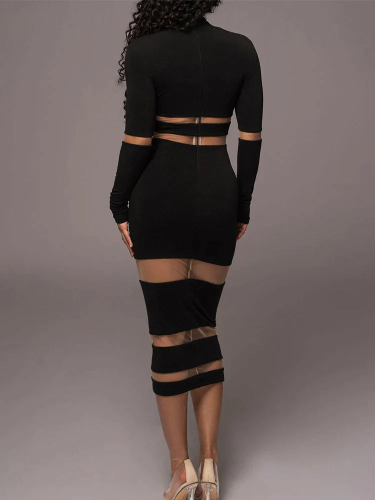 Product Image for Elegante Zwarte Midi Jurk, S