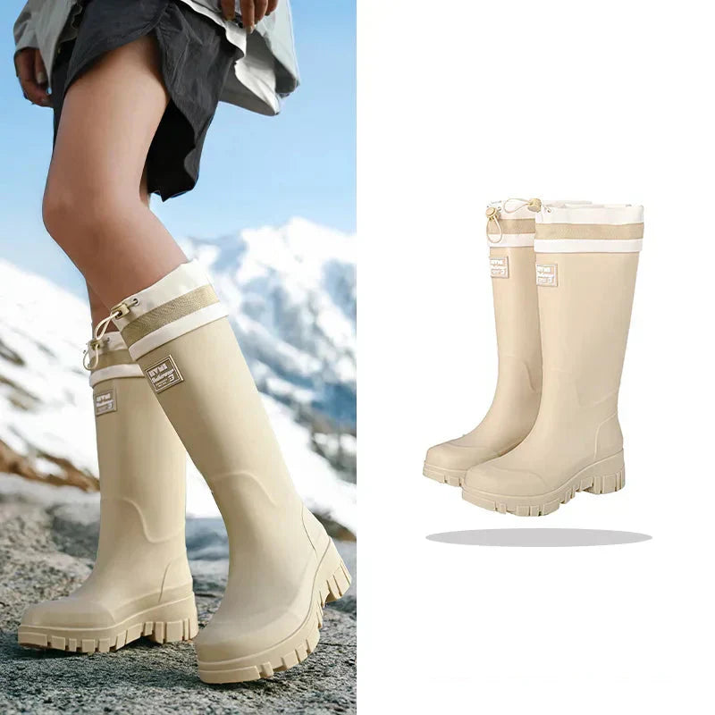 Product Image for Heidi-Mode | Damen wasserdichte Retro-Look Gummistiefel mit rutschfester Sohle, Gelb - Hoch / 7.5