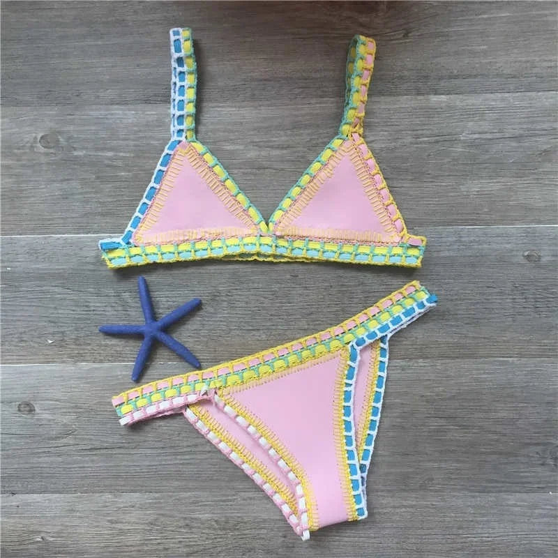 Product Image for Heidi-Mode | Handcrochet Bikini Strickzusammensetzung Bademode Set Plus Size Badebekleidung für Frauen, Pollen / M