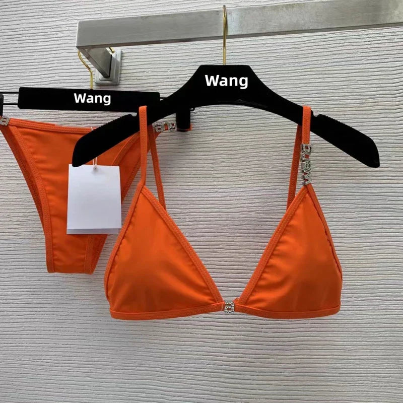 Product Image for Heidi-Mode | Neuer Rhinestone Buchstaben Wang Strand Bikini Luxus Markendesigner Y2K Mode Sexy Frauen Strand Bikini Duo Set, 1Foto Farbe / S