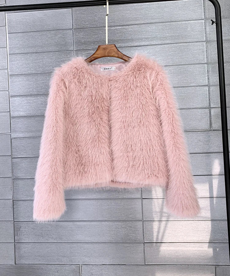 Product Image for Felljacke aus Plüsch, Rosa / S