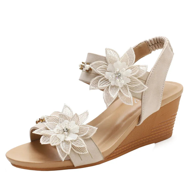 Product Image for Heidi-Mode | Wedges Gladiator Floral Sandalen für Damen Absatz Stickerei Vintage Lässig Strand Schuhe Sommer Bequem Offene Zehen Rom Stil Größe 42, 