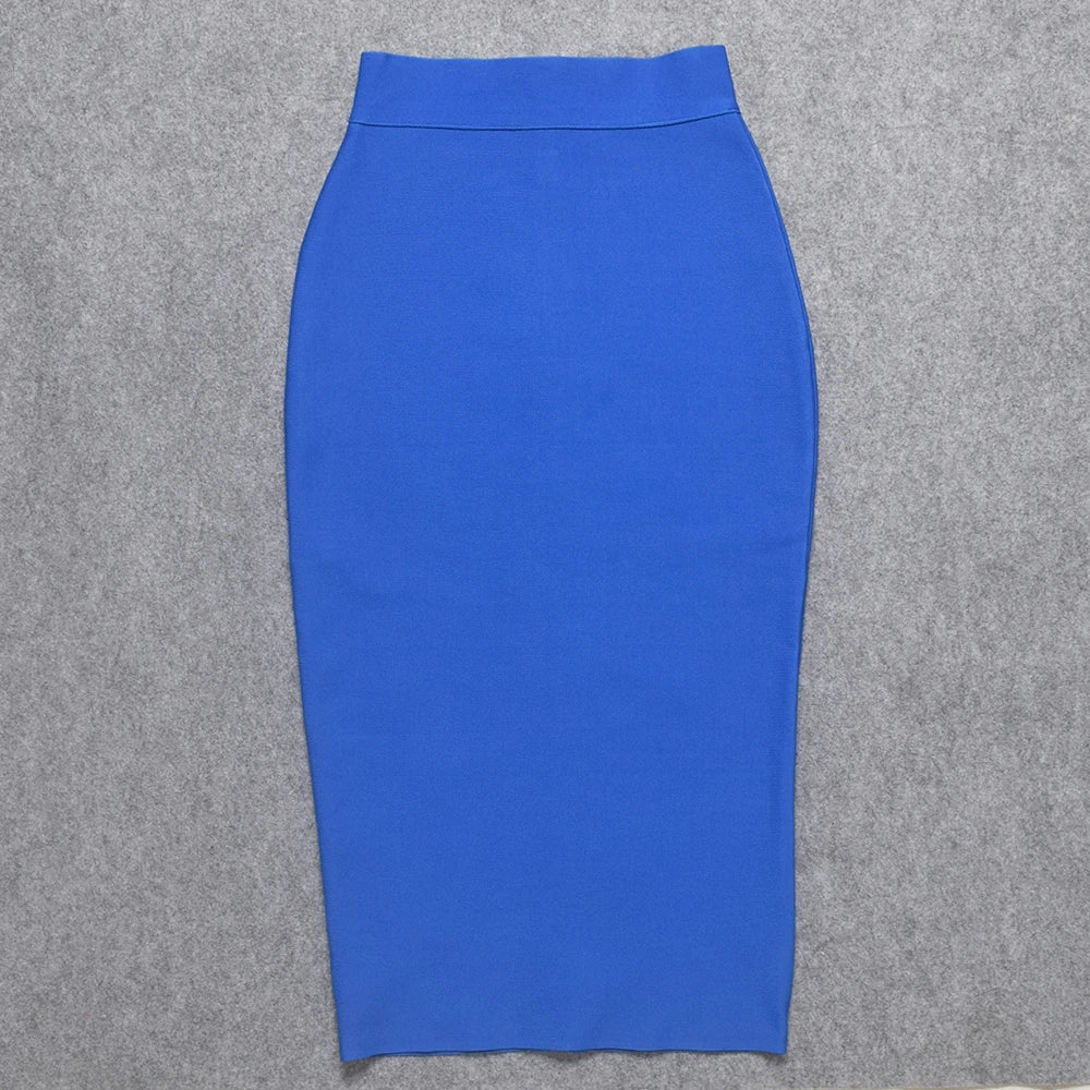 Product Image for Heidi-Mode | Sexy Qualität Nude Beige Bandage Röcke Midi Frauen Sommer Rot Schlitze Fest Rock Bodycon Hohe Taille Büro Damen Rock, Blau / L