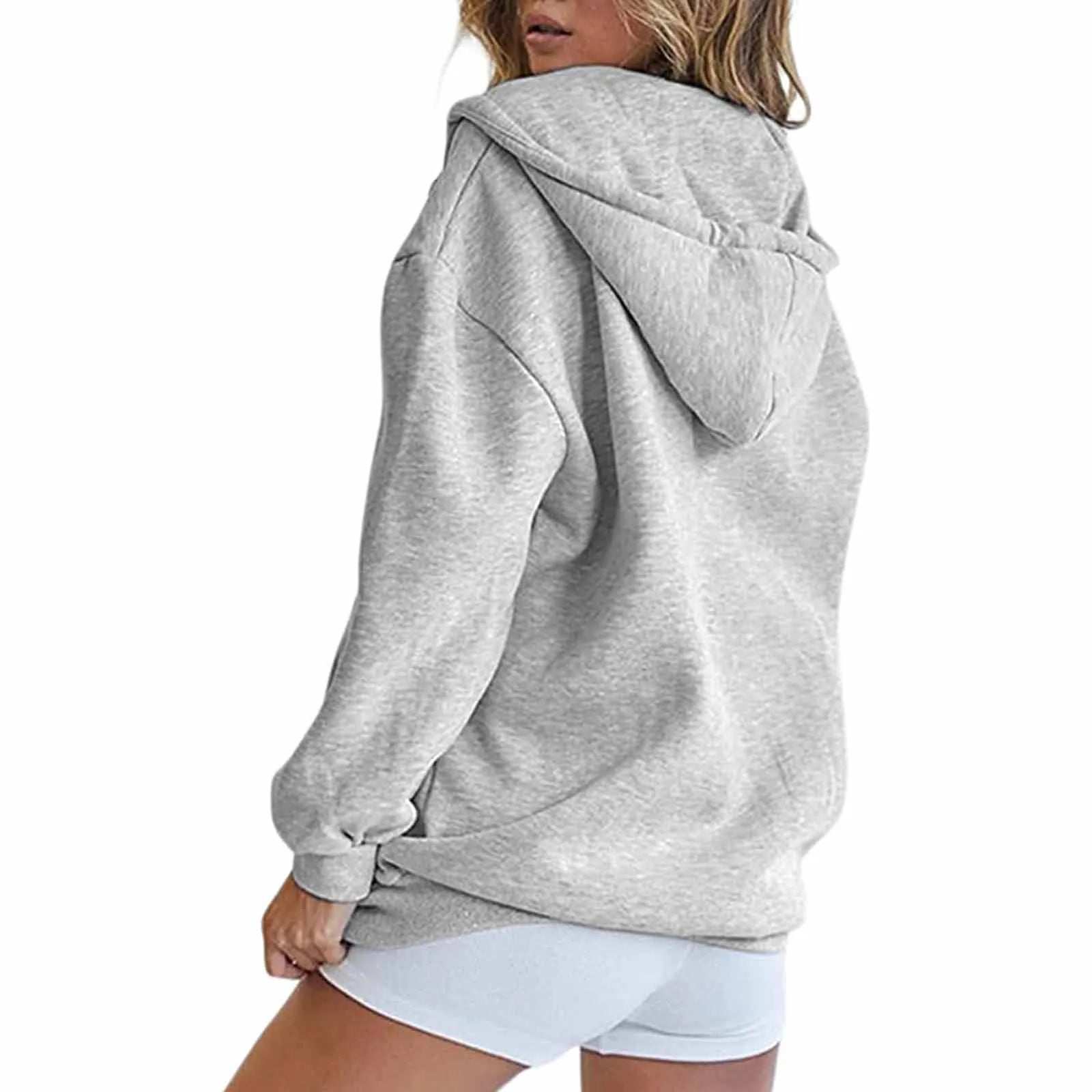 Product Image for Heidi-Mode | Damen Graue Zip-Up Sweatshirt Hoodies mit Taschen, Grau / S / CN