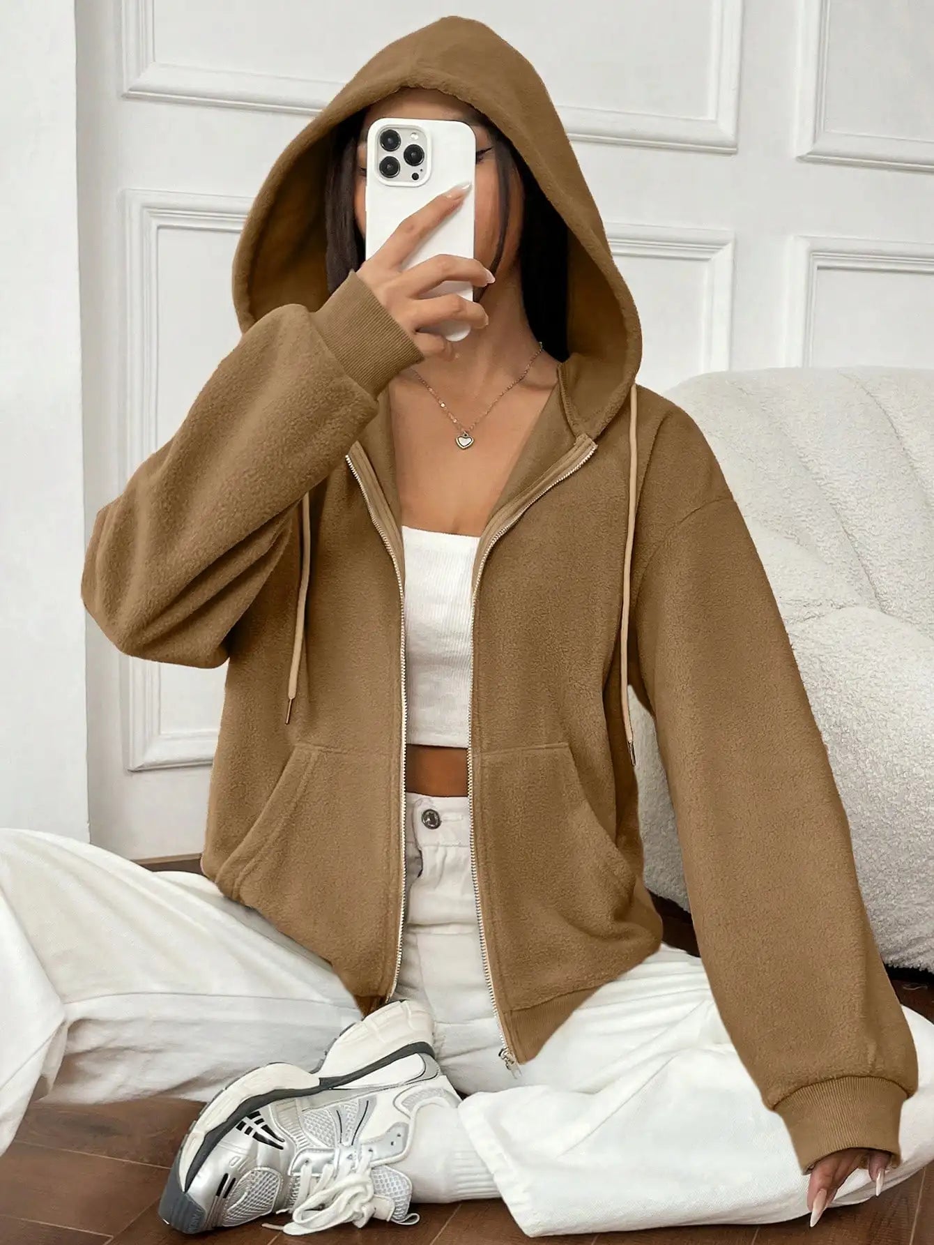 Product Image for Heidi-Mode | Damen Zip Hoodie, Khaki / L
