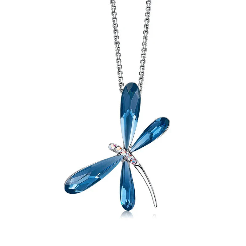 Product Image for Heidi-Mode | Süßes Pink Blau Libelle Anhänger Halskette für Frauen Mädchen Echte Österreichische Kristalle Tier Halsketten Mode Schmuck, Blau
