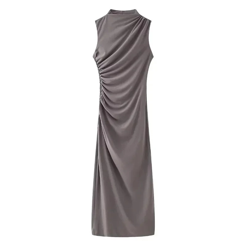 Product Image for Ärmelloses schwarzes langes Kleid, Khaki / S