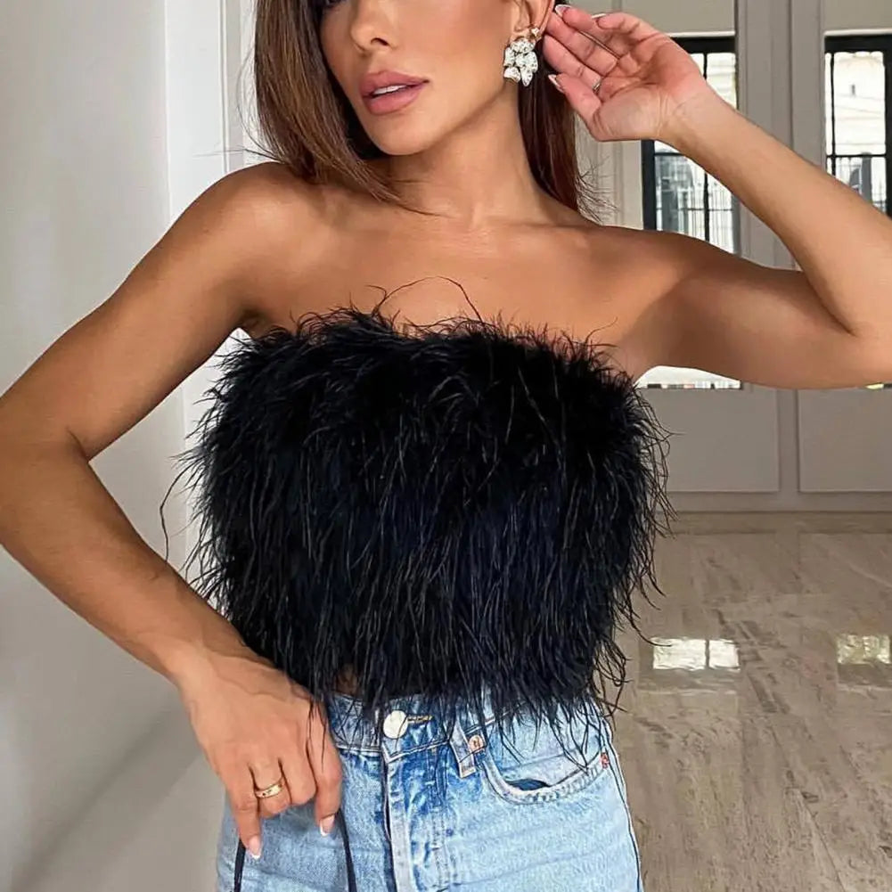 Product Image for Heidi-Mode | Party Crop Top Super Soft Bauchfrei Komfortabel Rückenfreies Off Shoulder Damen Camisole Hautberührung Club Weste Nachtparty Kleidung, 