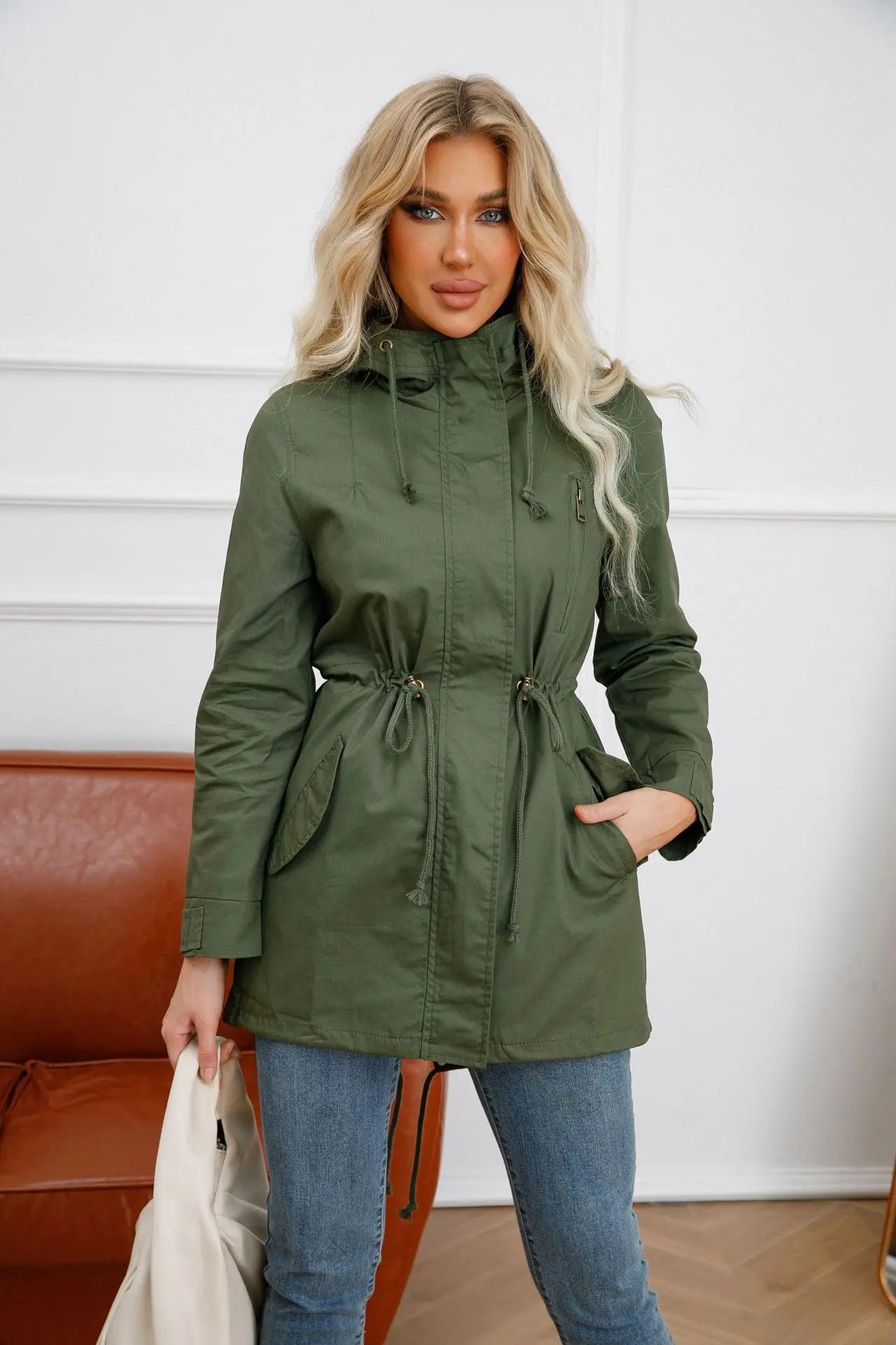 Product Image for Heidi-Mode | Damen Windjacke mit Kordelzug und Reißverschluss Perfekt für Wechselhaftes Wetter, Blau / XL