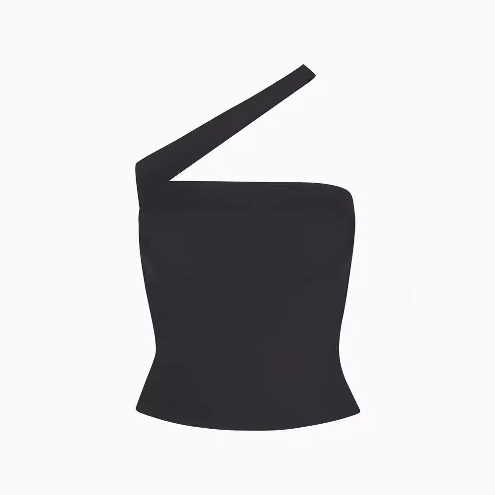 Product Image for Heidi-Mode | Khy Kylie Diagonal Halterneck Weste Kurz Crop Slim Sexy Halterneck Top Frau, schwarz / M