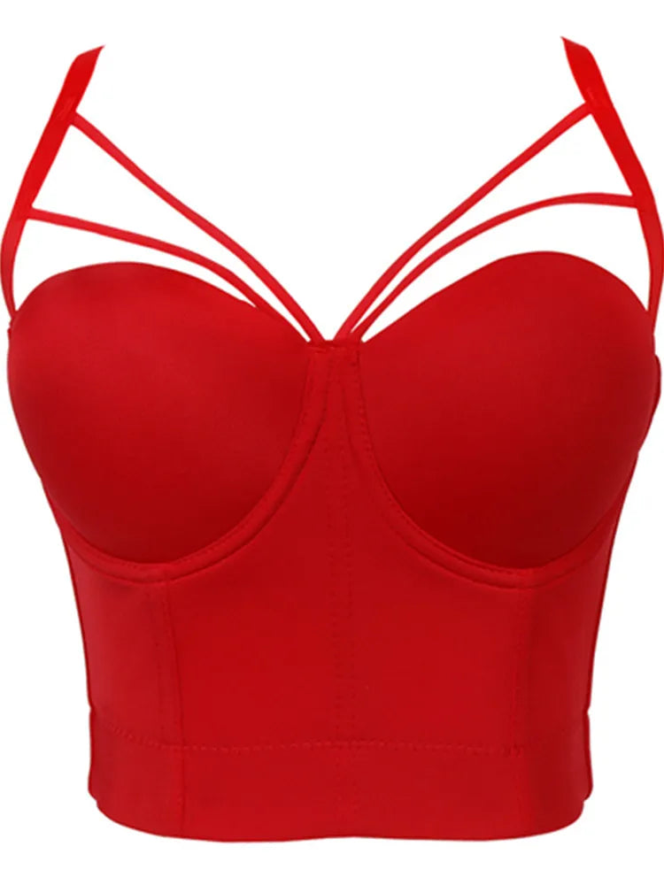 Product Image for Heidi-Mode | 5 Farben Frauen Sexy Designer Sommer V-Ausschnitt Nude Schwarz Weiß Rot Rosa Baumwolle Camisole Tops Damen Camis Crop Tops, Rot / 38