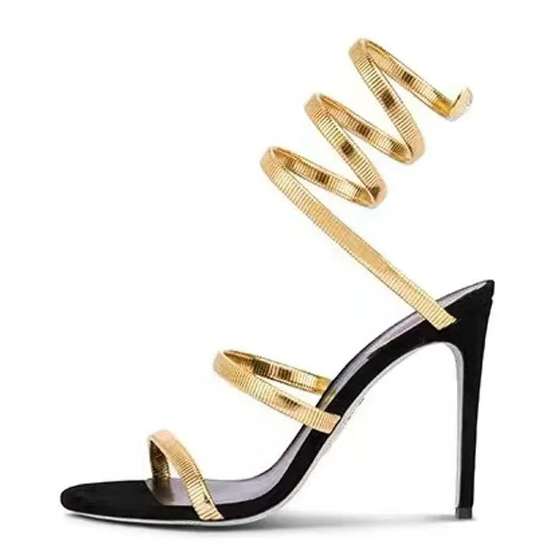 Product Image for Heidi-Mode | Eilyken Sommer Straßenstil Knöchelriemen Offene Zehe Schmale Riemen Damen Sandalen Dünne Hohe Absätze Stripper Sexy Bankett Schuhe, 
