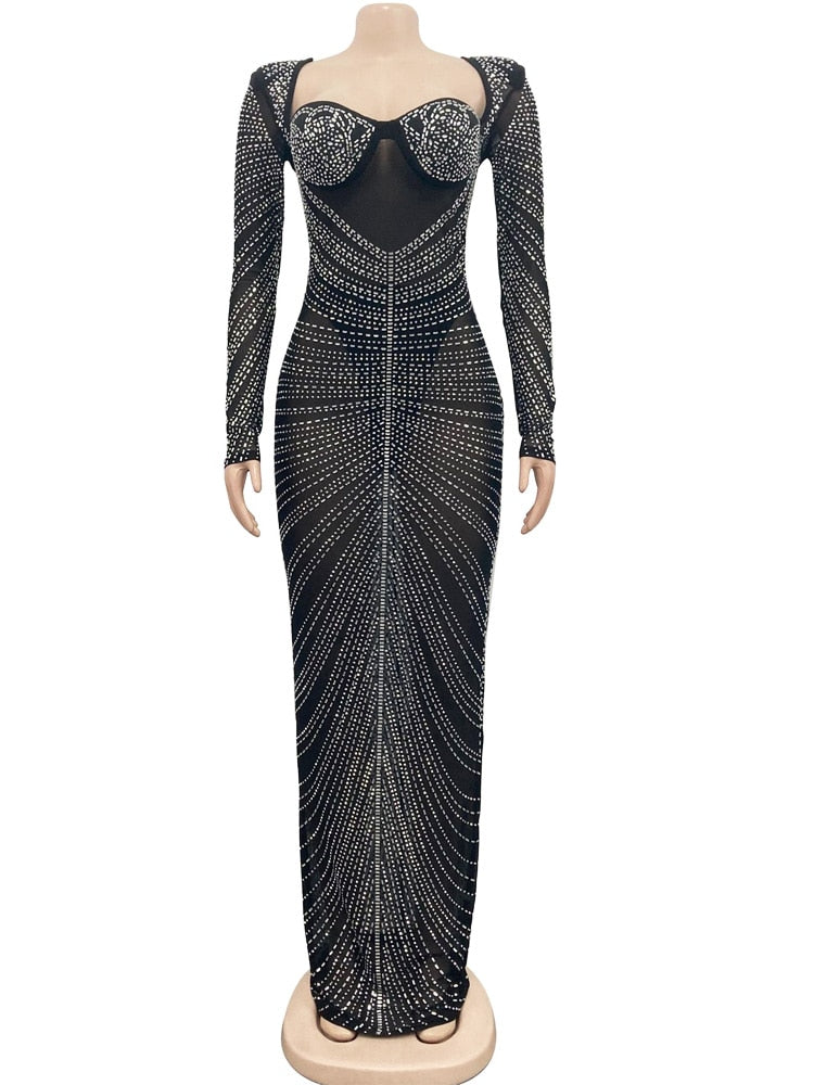 Product Image for Heidi-Mode | Wunderschönes Offene Rücken Pailletten Maxi Kleid, Schwarz / S / China