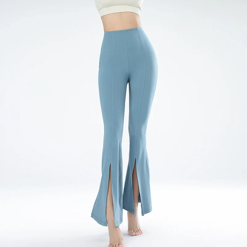 Product Image for Heidi-Mode | Damen Sport Fitness Hosen Hoch Elastische Yoga Hosen Ausgestellte Hosen Schöne Beine Röcke Hoch Elastisch Mode Lange Hosen, Hellblau / XL