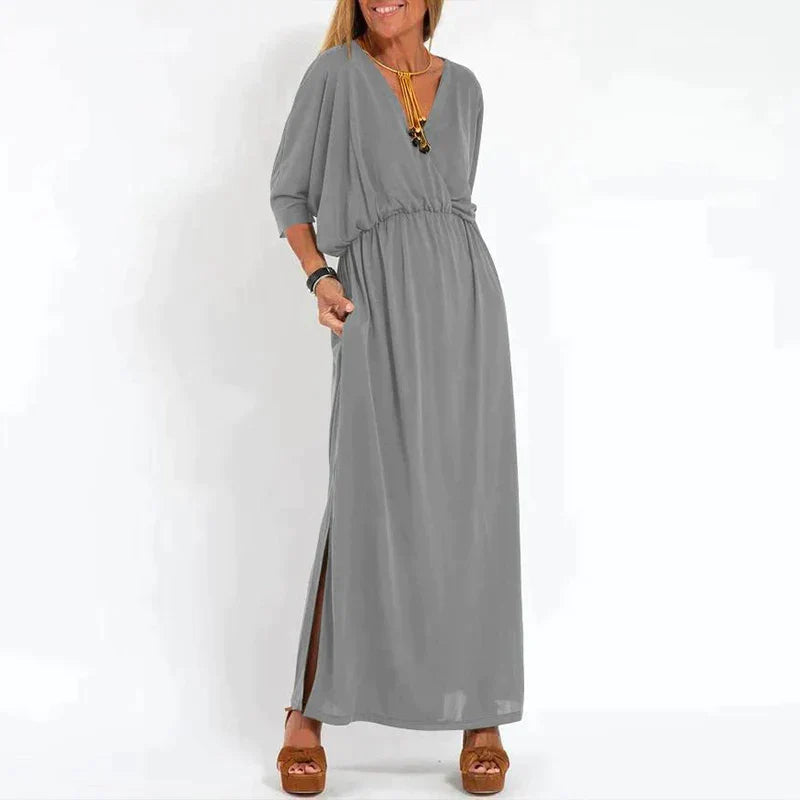 Product Image for vintage jurk met zijsplit met hoge taille, Grijs / 3XL
