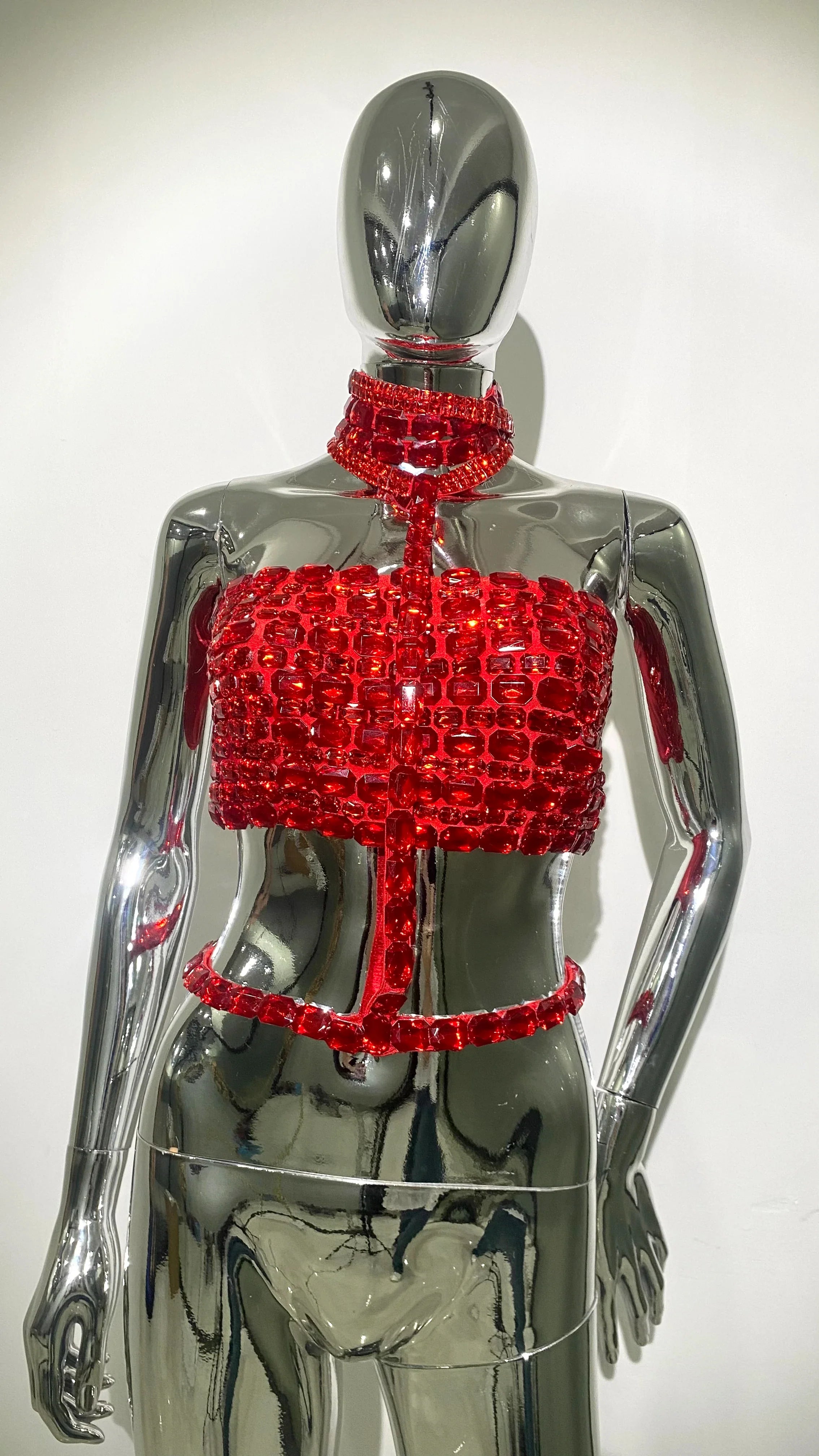 Product Image for Heidi-Mode | Berühmtheitsmode Roter Teppich Kleidung Damen Strass Große Kristall Sexy Neckholder Tops Nachtclub Party Tv Show Tops Tank Hochwertig, 