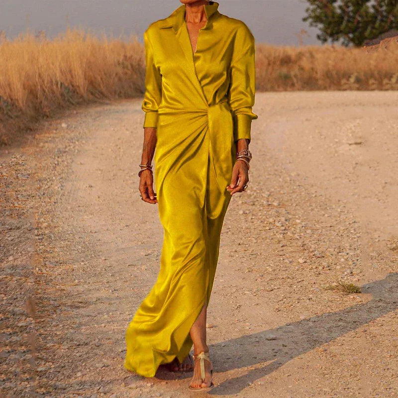 Product Image for Satiniertes Wikkel Maxi Kleid, Blau / L