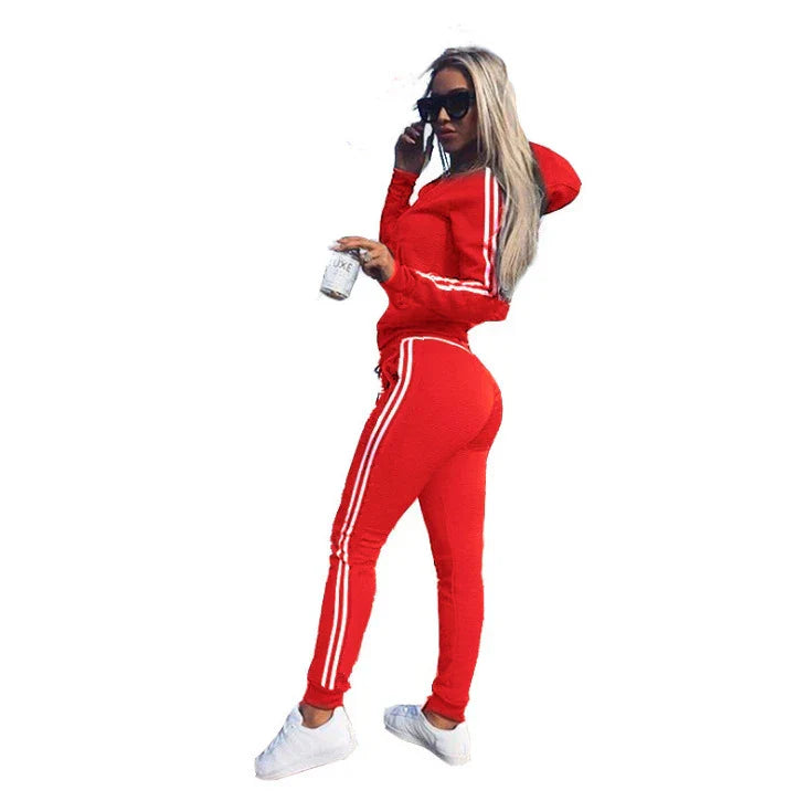 Product Image for Heidi-Mode | Damen Sportbekleidung Lässiger Sportanzug Langarm-Reißverschlussjacke Fitness Leggings Plus Size 2-Teiliges Set Baumwoll-Trainingsanzug, 