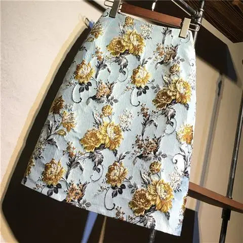 Product Image for Heidi-Mode | Herbst Hoch Taille A-Linie Röcke Light Moda Ein Stufen Rock Damen Mittellang Retro Eingewickelt Hüft Rock Jacquard Rock, 3 / M