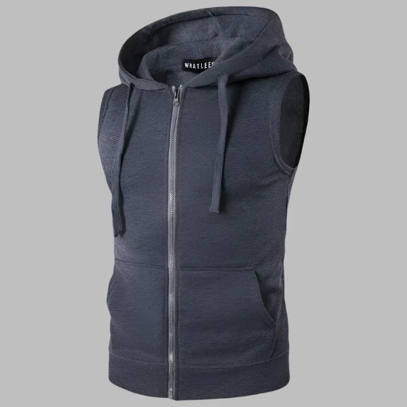 Product Image for Heidi-Mode | Ärmelloser Herrenpullover mit Reißverschluss und Kapuze, Dunkelgrau / XL
