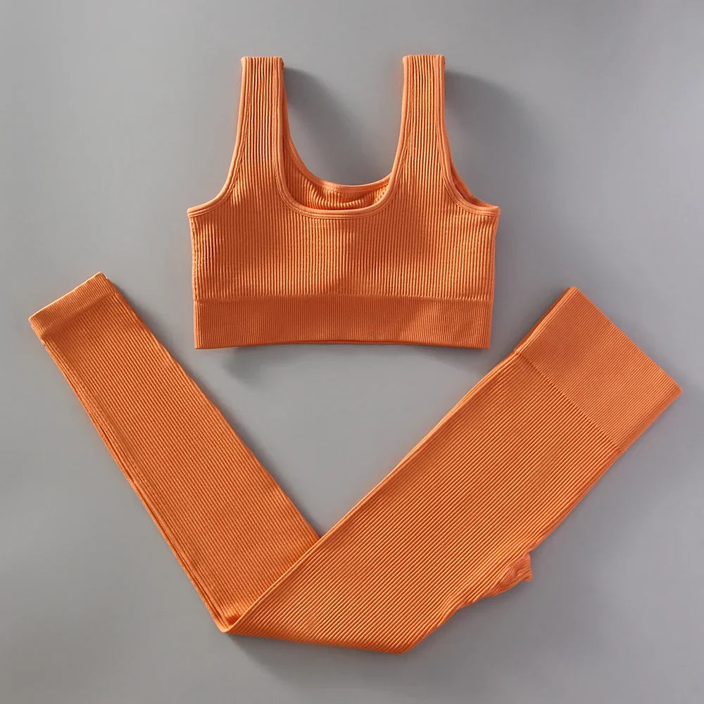 Product Image for Heidi-Mode | 2 Stück Weiße Yoga Kleidung Set Frauen Hohe Taille Leggings Set Nahtloses Trainingsanzug Fitness Trainingsoutfits Fitness Kleidung 