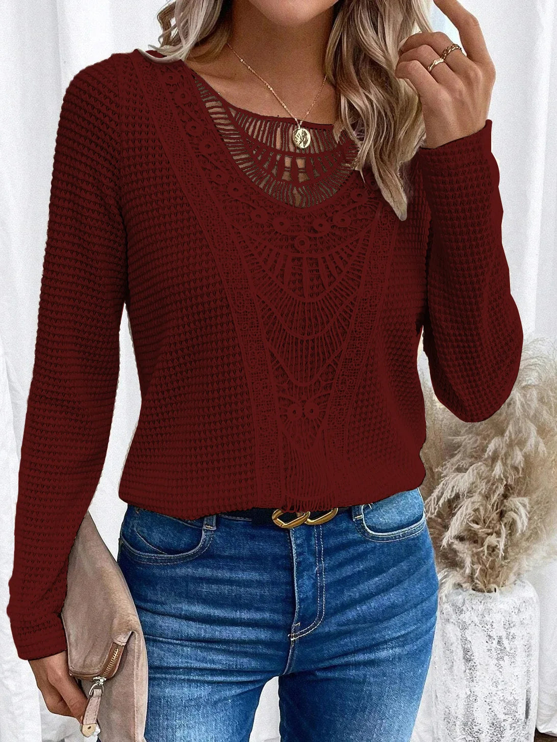 Product Image for Heidi-Mode | Klassische Merinowolle Pullover, Rot / XL