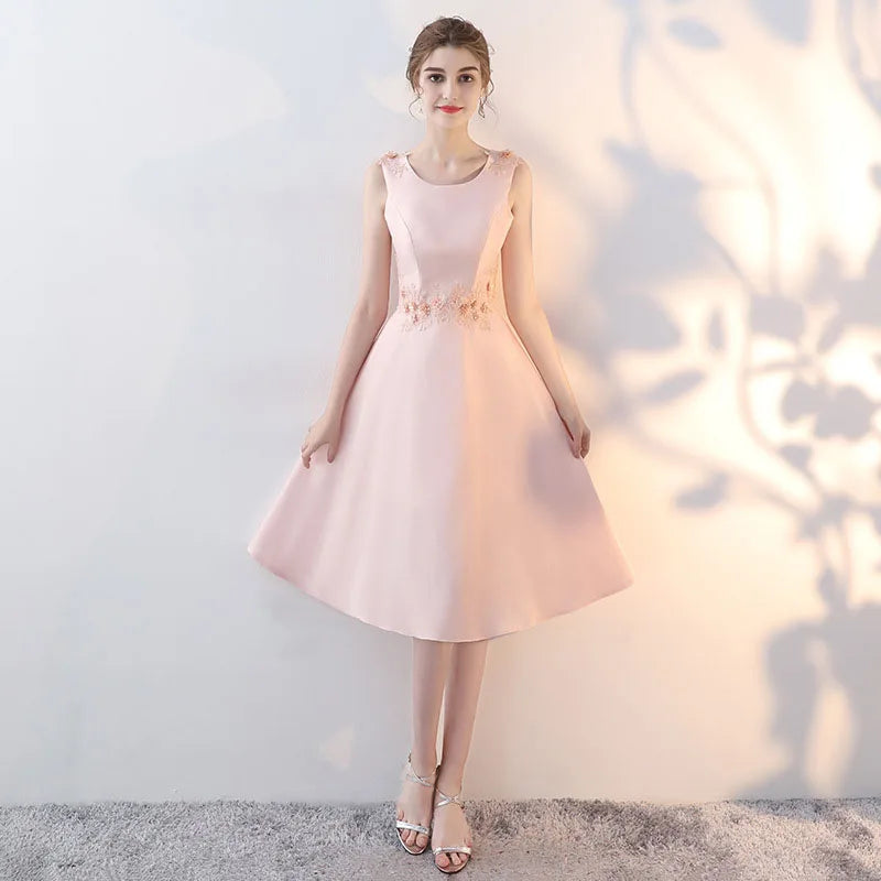 Product Image for Heidi-Mode | Luxus Abendkleider Pink Festkleid Koreanische Mittelänge Elegantes Brautjungfernkleid für Frauen, Rosa / 10
