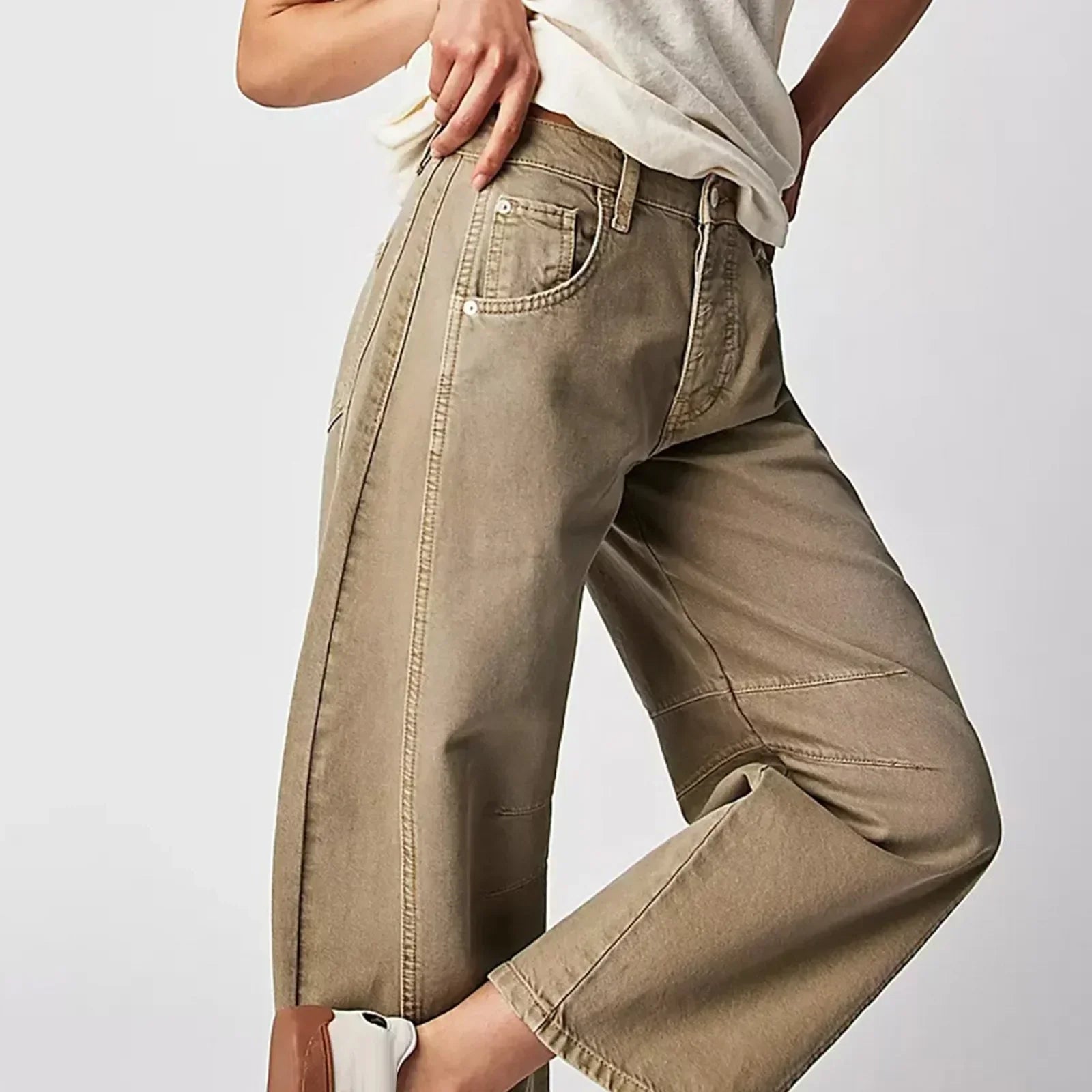 Product Image for Heidi-Mode | Boho Lounge Jeans für Damen, Beige / M