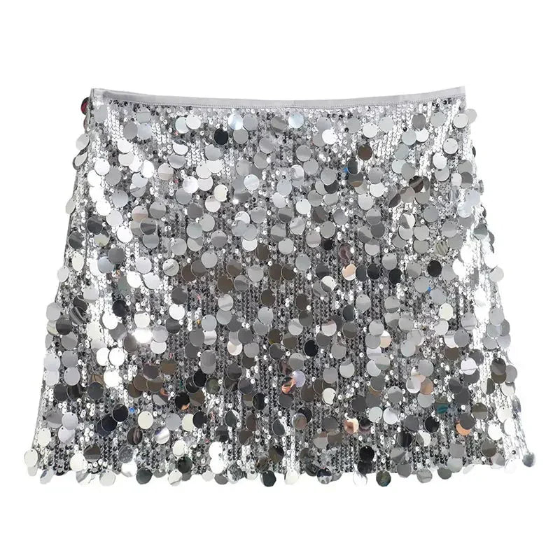 Product Image for Heidi-Mode | Rock Damen Kurz Glitzerrock, Silber / 3XL