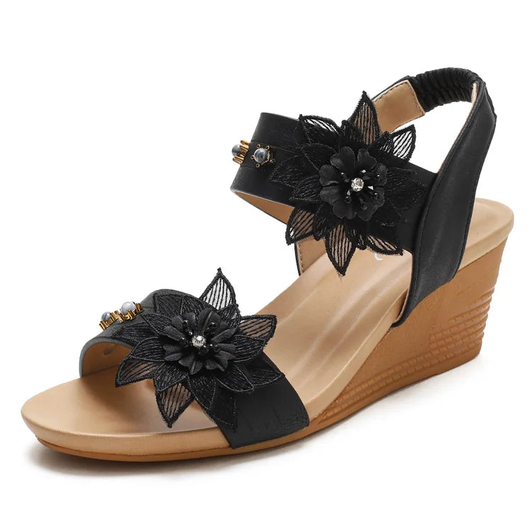 Product Image for Heidi-Mode | Wedges Gladiator Floral Sandalen für Damen Absatz Stickerei Vintage Lässig Strand Schuhe Sommer Bequem Offene Zehen Rom Stil Größe 42, 