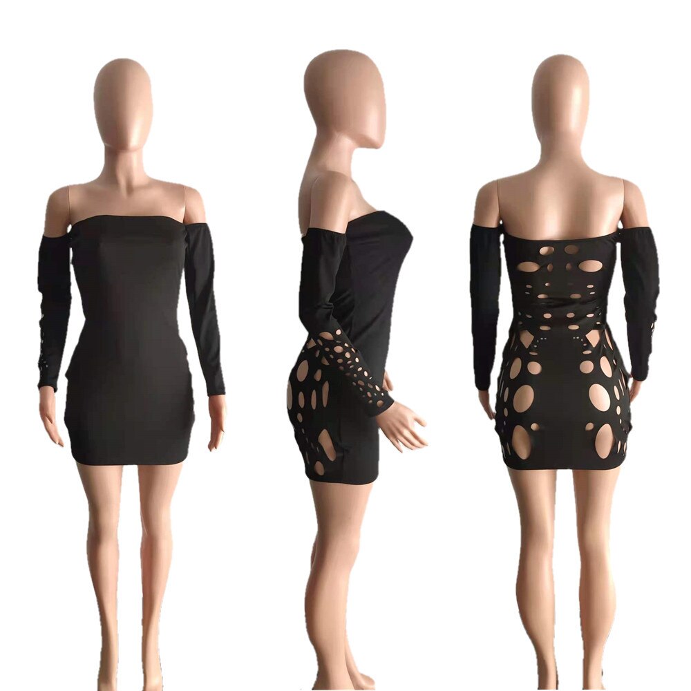 Product Image for Heidi-Mode | Off Shoulder Cut Out Back Mini Kleider, Schwarz / M