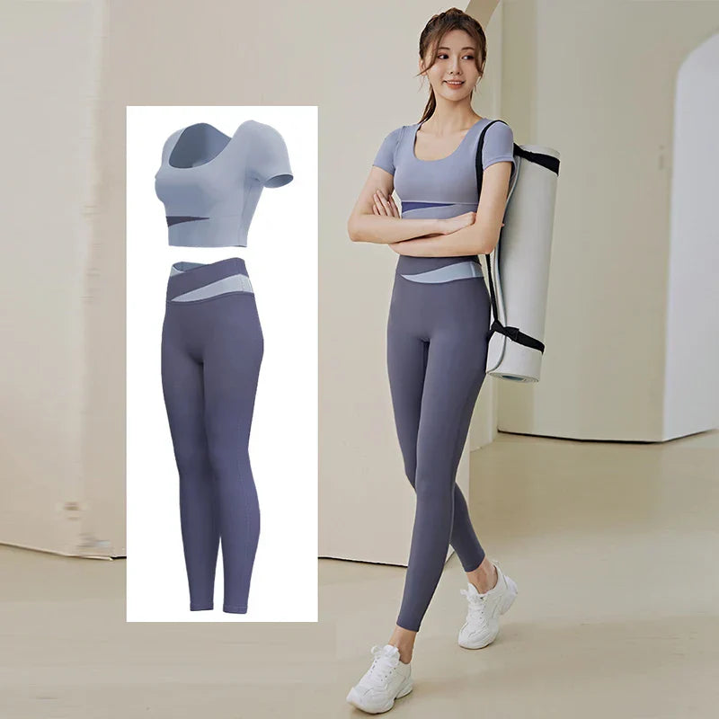 Product Image for Heidi-Mode | Frauen 2 Teile Gym Set Sport Crop Top Bh Lauf Fitness Yoga Anzug Sportbekleidung Gymwear Damen Trainingskleidung Hohe Taille Leggings, 