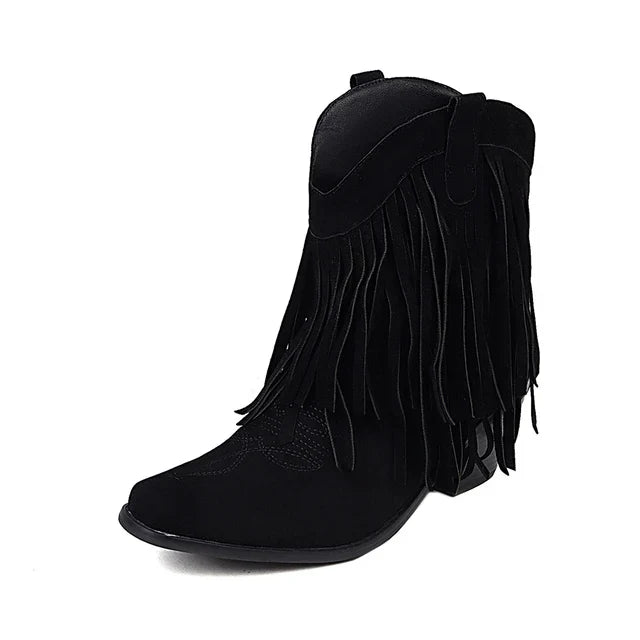 Product Image for Heidi-Mode | Cowboy Stiefeletten mit Fransenquaste, Schwarz / 12