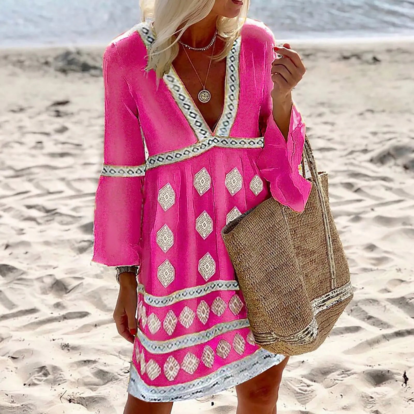 Product Image for Abella - Sommerkleider mit Fledermausärmeln, Rosa / XL