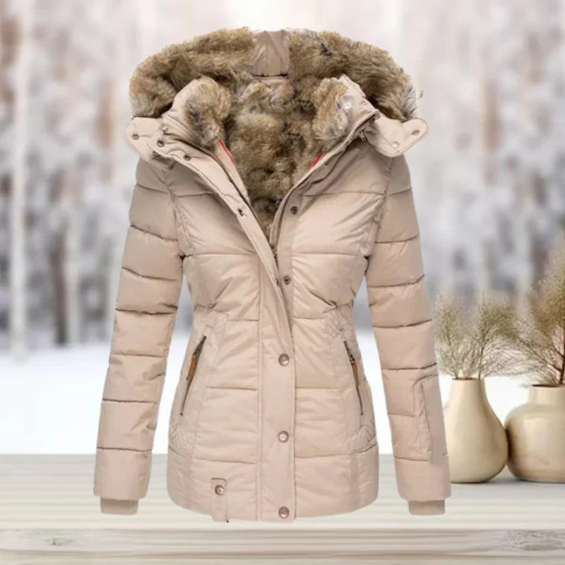 Product Image for Luxuriöser Wintermantel mit Fell und Kapuze, Olive green / 2XL