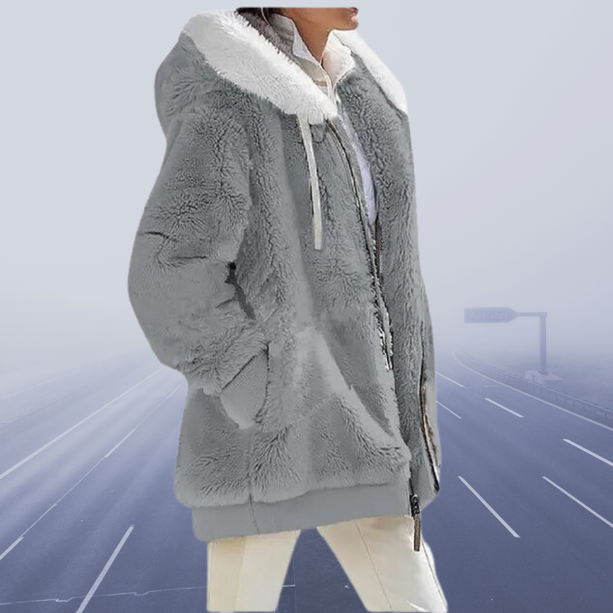 Product Image for Heidi-Mode | Weiche und figurbetonte Winterjacke, Hellgrau / 3XL