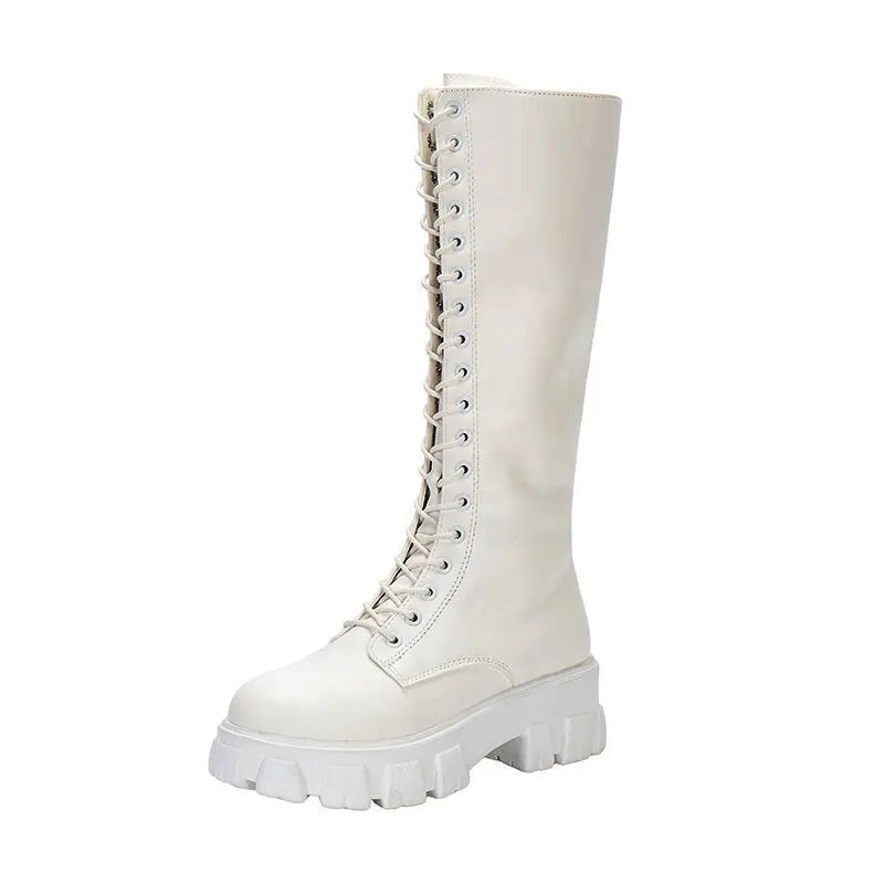 Product Image for Heidi-Mode | Leder kniehohe Stiefel mit Absatz für Frauen perfekt für lässige Tage, Weiß / 35