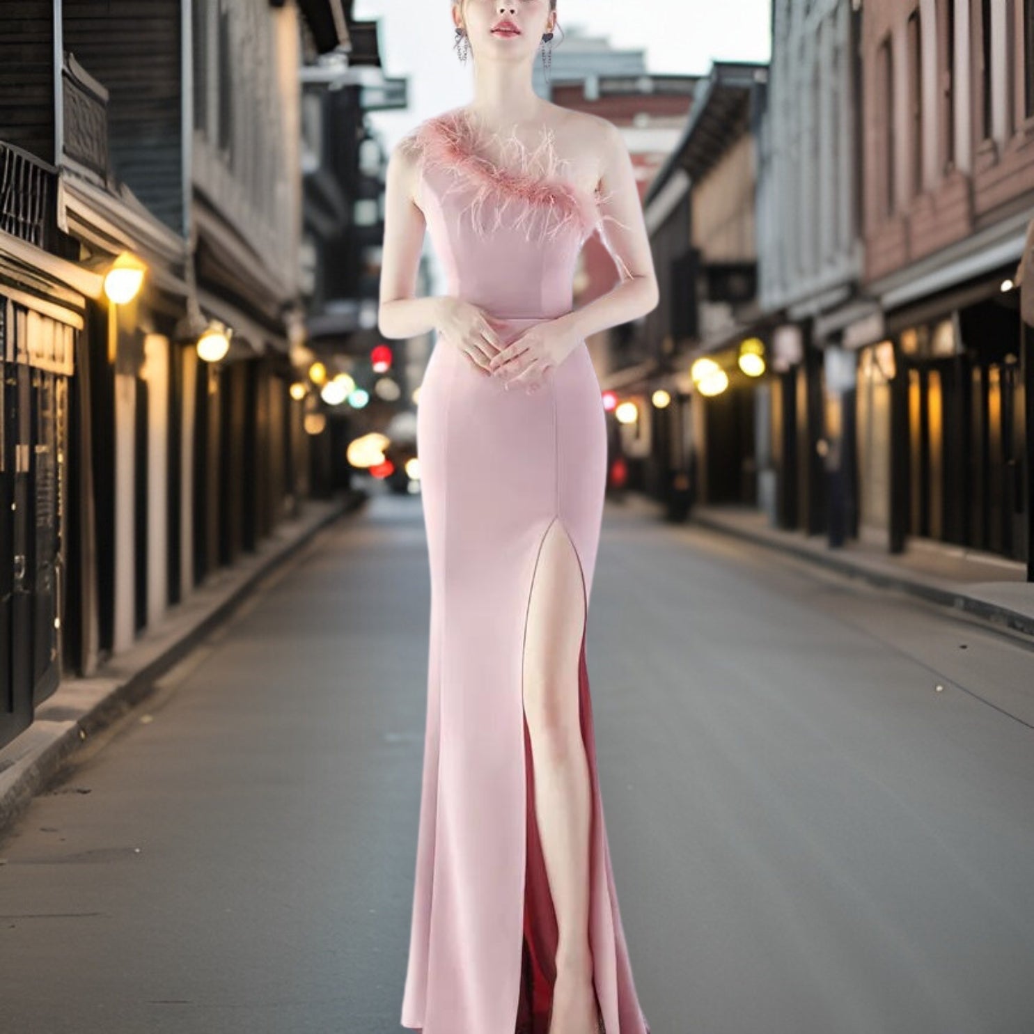 Product Image for Heidi-Mode | Exklusive Abendkleid aus Satin, Lutosrosa / L